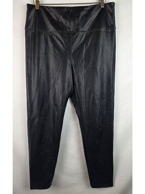 Boston Proper Pants Womens Size Large Black Faux Leather Pull On Leggings Pants